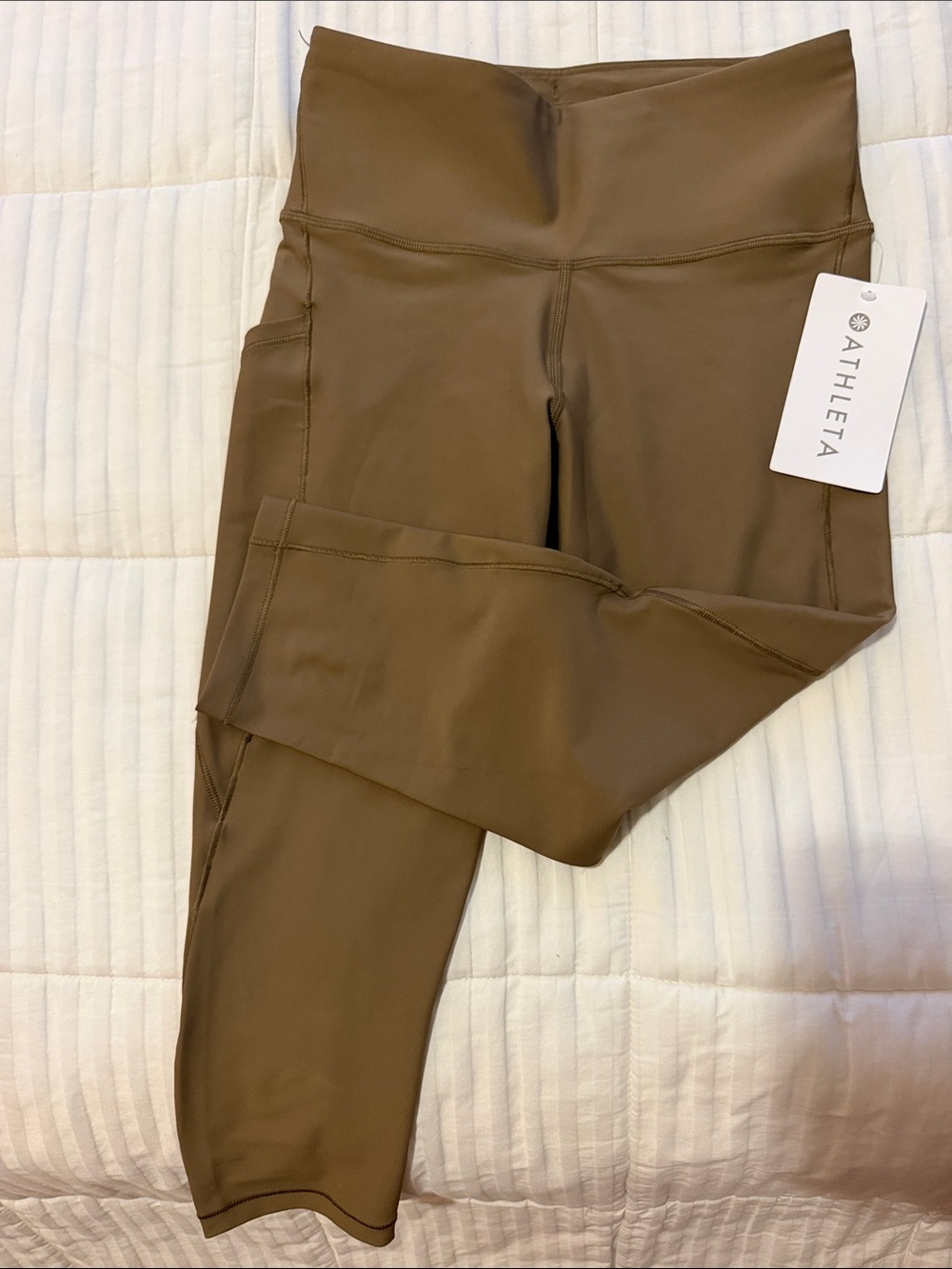 Athleta women's Brown Interval Stash Capri Leggings with Side Pocket